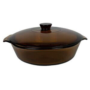 Anchor Hocking Amber Glass 2 Qt Casserole Baking Dish With Lid